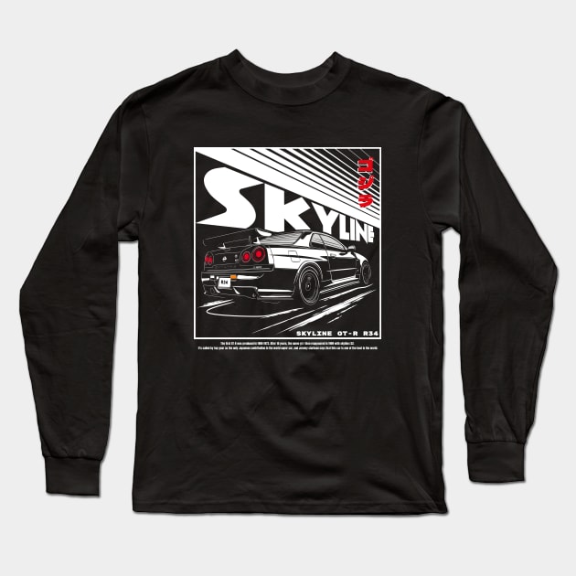 Skyline R34 Long Sleeve T-Shirt by Rezall Revolution